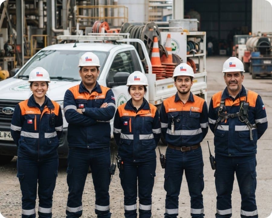Equipo de Praxx frente a un camión de respuesta